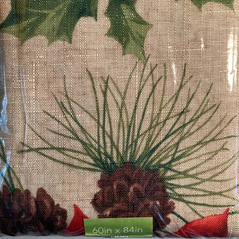 Natural Poinsettia Holiday Tablecloth 60x84 oblong NWT